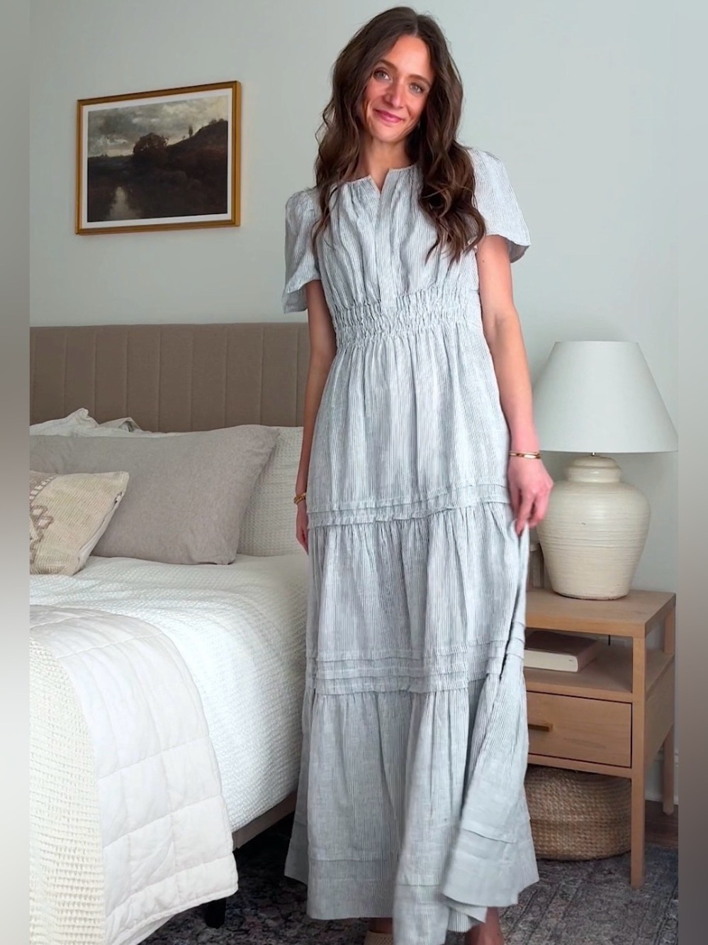 Quince - Light Gray Tiered Maxi Dress - Womens - size medium